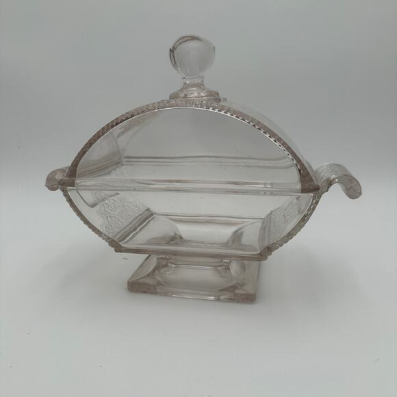 Antique PINK Jersey Lily Footed Compote with Lid 1883 by Riverside - Picture 1 of 9